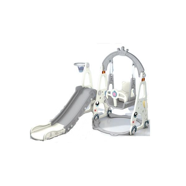 Swing and Slide Play Set for Kids - Freestanding Climber Set-Grey