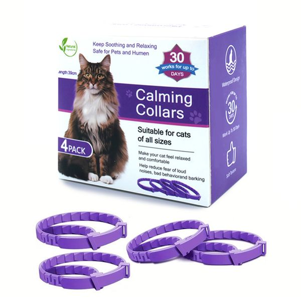4 Pack Calming Collar for Cats, Pheromone Calming Collar -38CM
