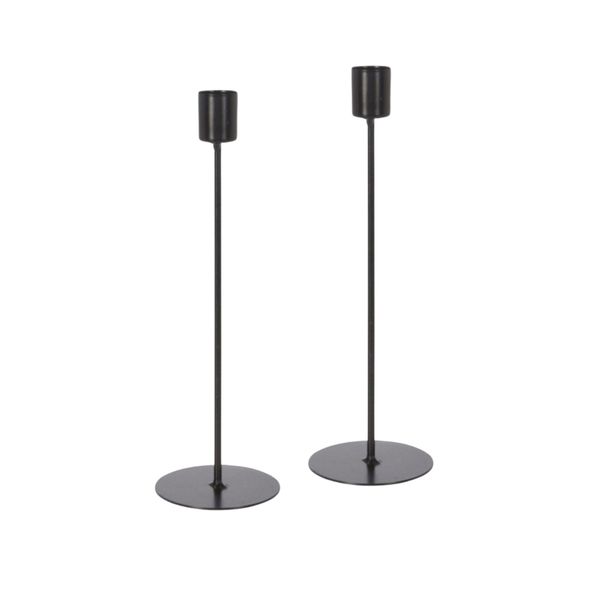 2 Piece Tall Black Iron Candle Holders
