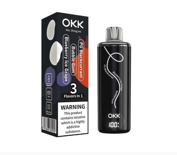 OKK Tripo (3 Flavours In 1) 20000 Puffs Disposable - Bcurrant, Bberry &amp; Gum
