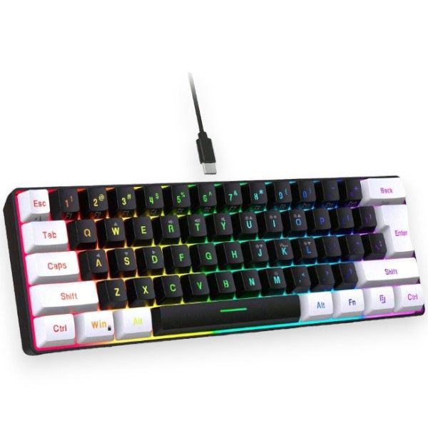 Waterproof RGB Backlit Keyboard With Detachable Type-C Cable - Red/White