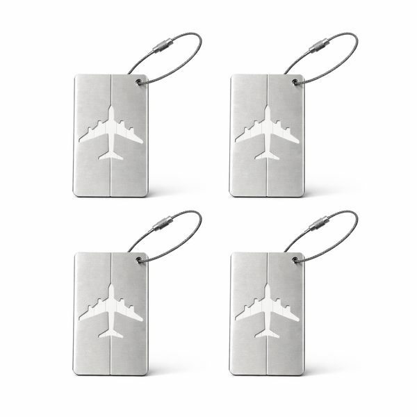 Aluminum Luggage Tag - Silver - 4 Pack