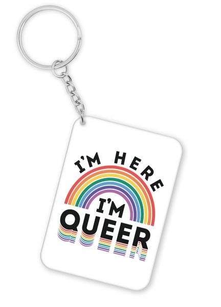 I'm Here I'm Queer Birthday Christmas Gay Lesbian Gift Keyring