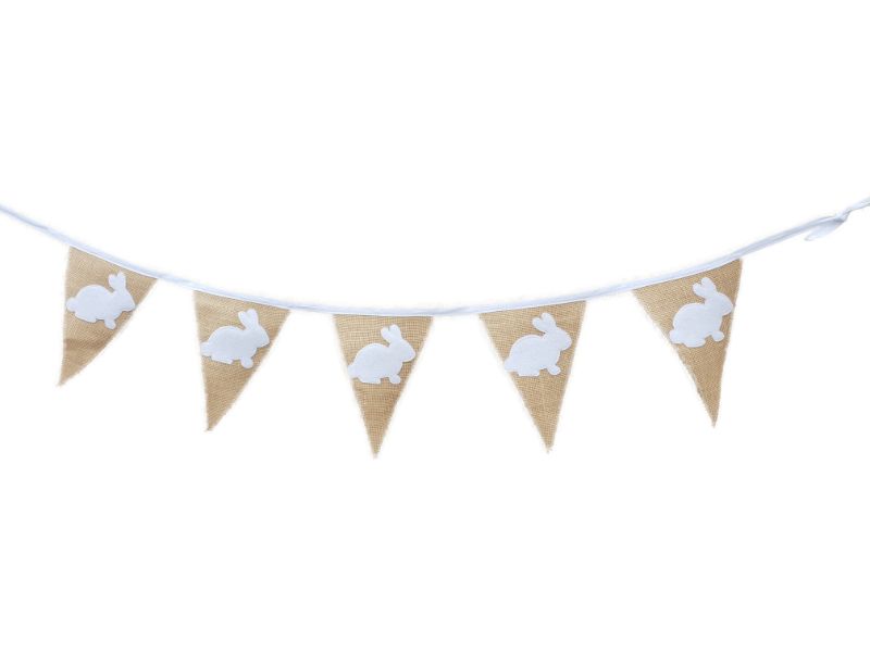 Bunting White Bunnies Hessian