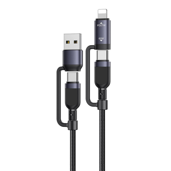 CA200 4 in 1 Charging Cable USB&amp;Type-C to Type-C&amp;8-Pin Braided Cable