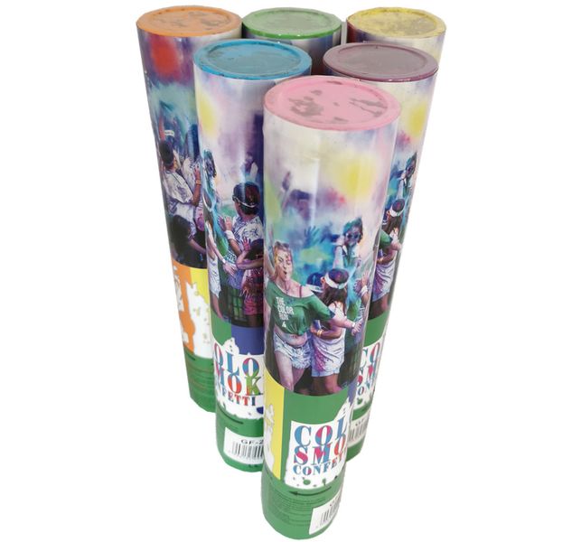 Smoke Confetti Canon Smoke Bomb Colour Run Powder Gender Reveal - 6 Pack