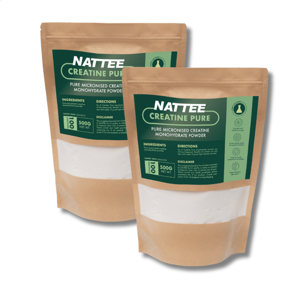 Nattee -2 Pack Pure Micronised Creatine Monohydrate Powder 500g