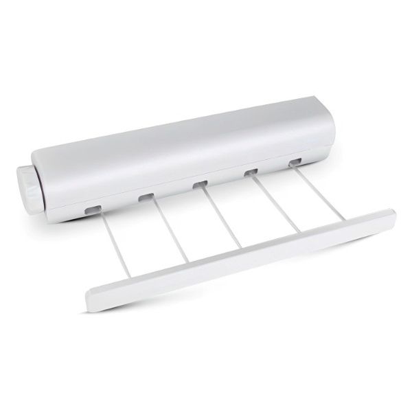 5 Lines Indoor Retractable Clothes Hanging Line Rack- White. BT