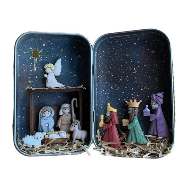 Christmas Nativity Handmade Cabin Box Theater Desktop Ornaments Jesus Nativ