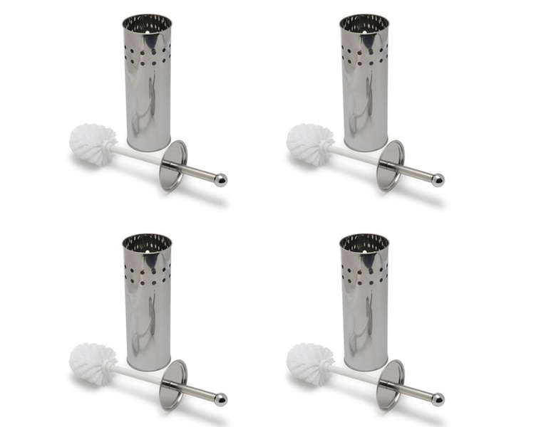 4 Pieces R.H Toilet Brush with Round Stainless-Steel Holder