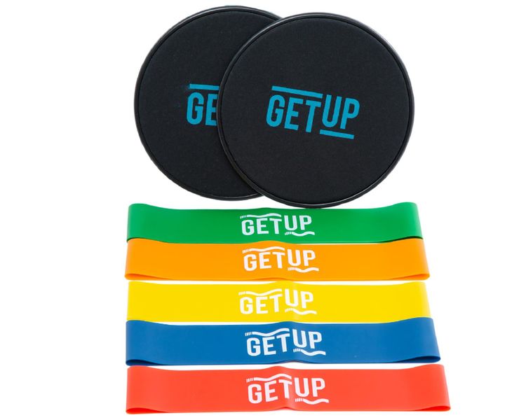 GetUp Power Resistance Bands And Slider Set Includes Bag