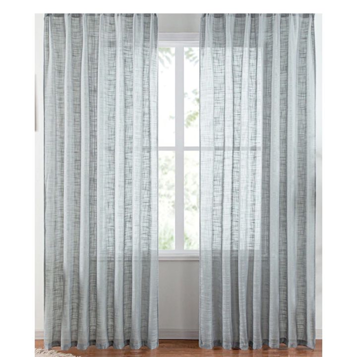Matoc Readymade Curtain 218cm Height -Taped -Linen Textured Sheer Grey ...