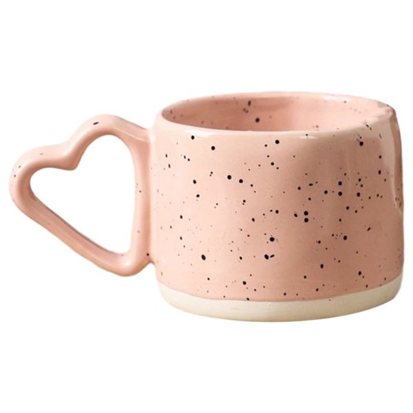 Ceramics Cup 300ML Pink Love Shape Handle Coffee Mug Breakfast Milk Oatmeal