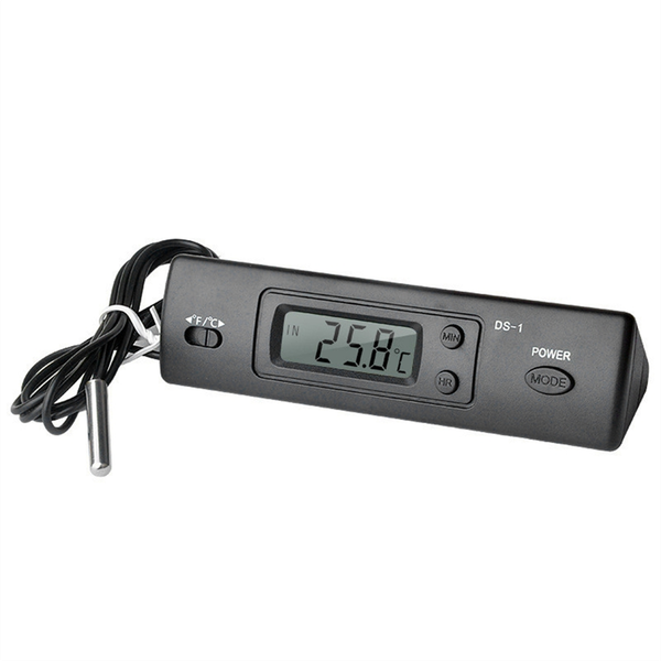 DS-1 Car Thermometer LCD Display C/F Clock Temperature Sensor
