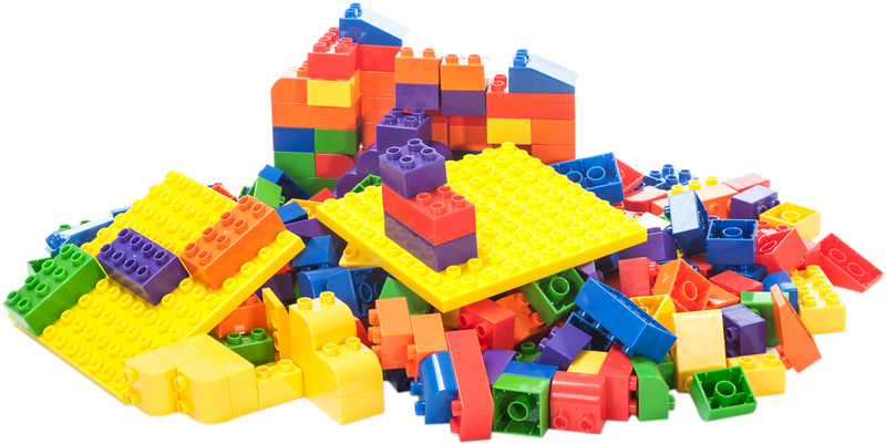 Bricks Plastic Building Blocks with Baseboard (72 Piece)