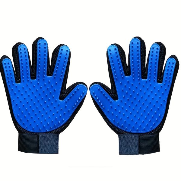 1 Pair Pet Grooming Gloves - Silicone Cat &amp; Dog Hair Removal Brush
