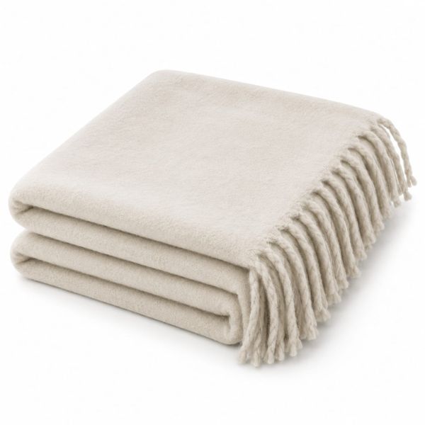 Merge Woollen Blanket Throw Cream