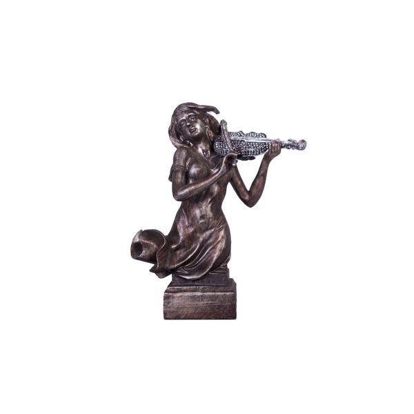 Bronze Statue - Lady Playing Violin Home Decor Ornament