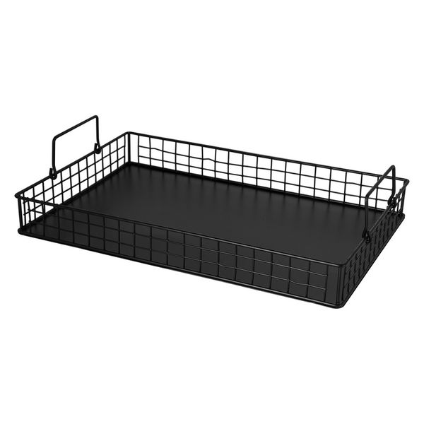 Regent Kitchen Tray, Mesh Sides with Handles Powder Coated Black 42x28x5cm