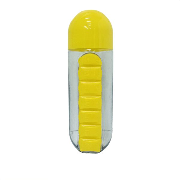 Pill and Vitamin Organizer Water Bottle - Yellow