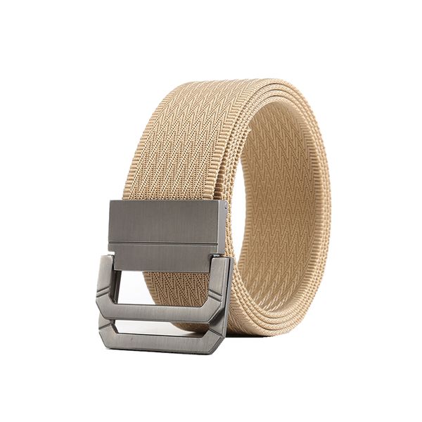Double Loop Metal Buckle Canvas Tactical Belt-Khaki