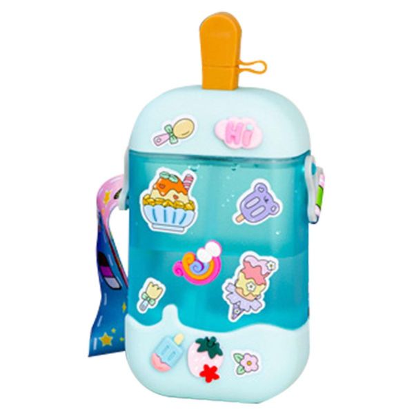 Creative Ice Cream Popsicle Shape Water Bottle with Shoulder Strap
