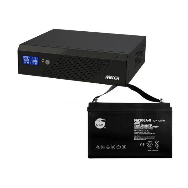 Mecer 1200VA 720W Inverter with 12V 100AH Deep Cycle AGM Battery Bundle