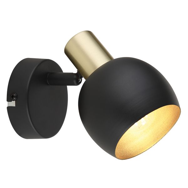 Bright Star 1 Light Matt Black &amp; Gold Spotlight with Adjustable Head S417/1
