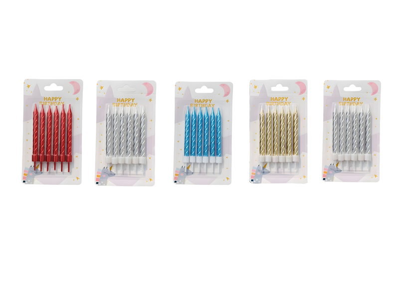 5 Pack Metallic Birthday Party Candles - 6 Pcs Each for Celebrations