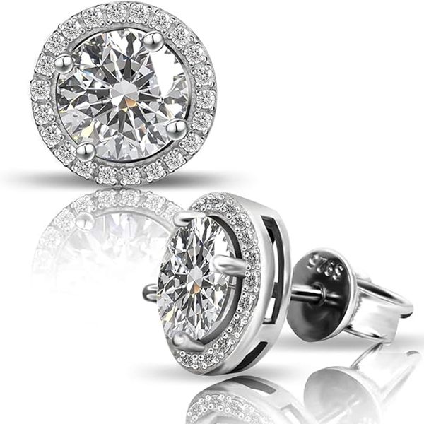 Luxury Round Stud 1 Carat - 50+50 - Moissanite D Color S925 - Silver