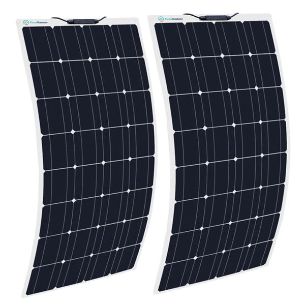 FocusOutdoor 250W Monocrystalline High Efficiency Flexible Solar Panel 2pcs
