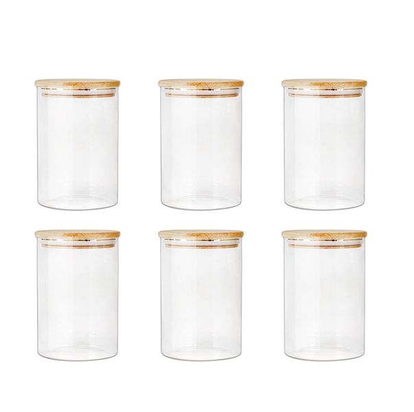 Glass Jar with Bamboo Lid Food Storage Jar with Airtight Lid 6 pack of 26oz