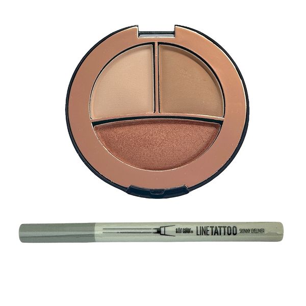 2-in-1 Waterproof Double Tip Liner for Eye &amp; Brow with 3 Palette Eyeshedow