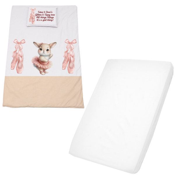 Cot Duvet Cover &amp; Waterproof Fitted Sheet 1170x560mm - It's a girl thing