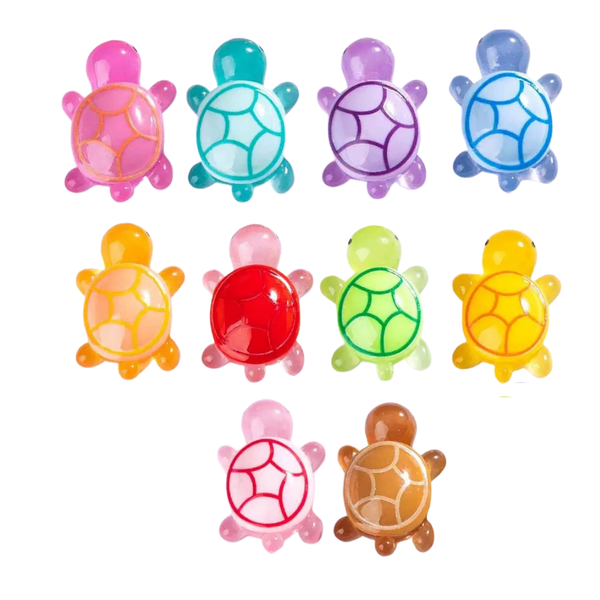 10 Piece Glow-in-the-Dark Mini Turtle Figurines, Resin Aquarium Decor