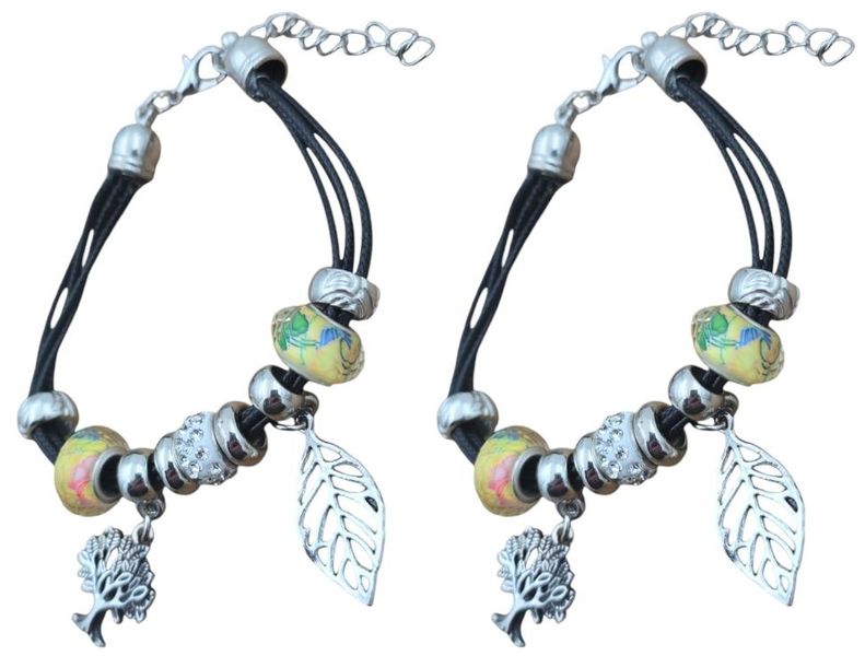 Charm Bracelets with silver Charms of a Tree &amp; a Leaf- 2 Pack