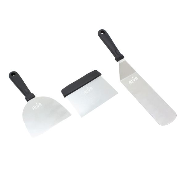 Alva Griddle Tool Set - 3 Piece (Spatula / Cutter / Scraper)