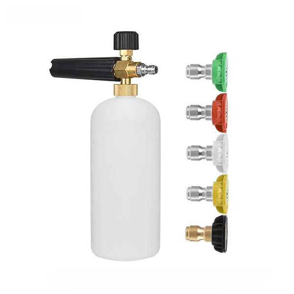 Pressure Washer Foam Cannon Kit,1L With 1/4 Inch Quick Connector 5 Nozzles