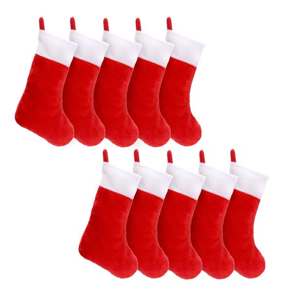 10PCS Red Felt Christmas Stockings Christmas Stockings Holder Socks
