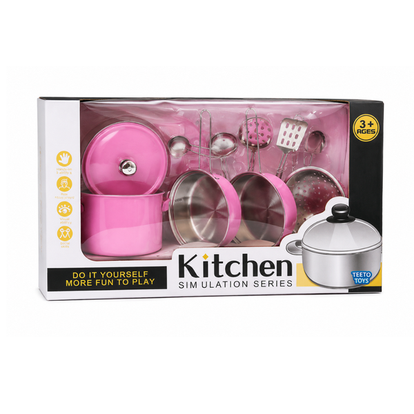 Kids Toy Cookware Set Pots Pans - Kitchen Playset for Girls