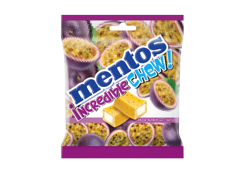 Mentos Incredible Chew Soft Sweet Candy Passion Fruit Flavor bag of 18pcs
