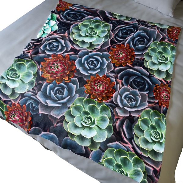 Sensational Succulents Light Weight Fleece Blanket