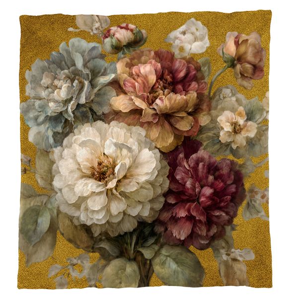 Antique Flowers Blossom Light Weight Fleece Blanket