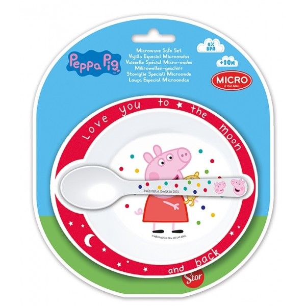 Peppa Pig Toddler 2 Pieces Microwavable Set - Bowl And Spoon