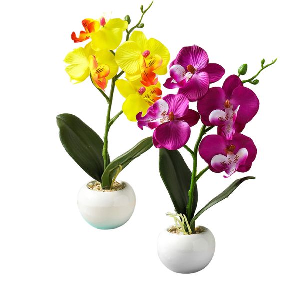Home Decor Artificial Orchid 4 Heads Set Of 2