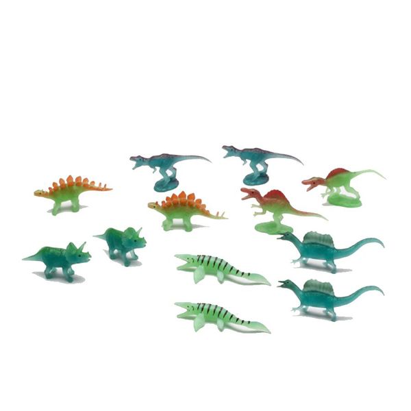 2 Pack: 6-Piece Luminous Dinosaur Set - Glow-in-Dark Dino Toys