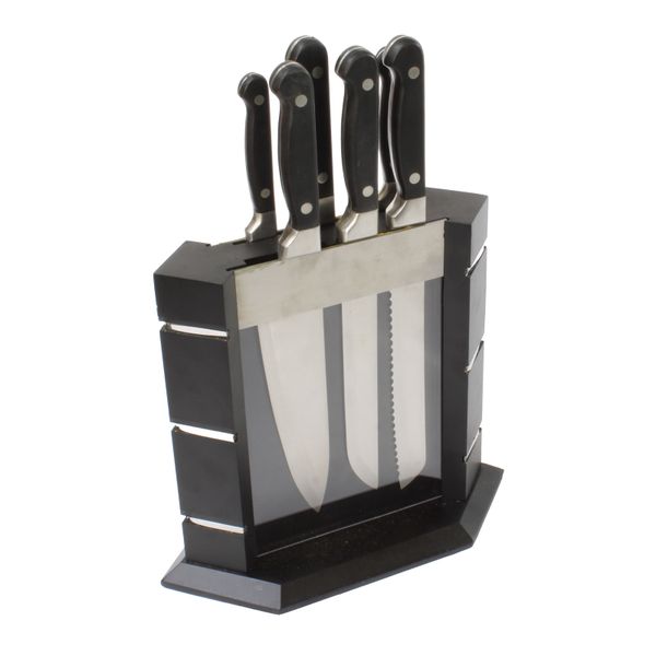 6 Piece Knife Set with Knife Stand - Black