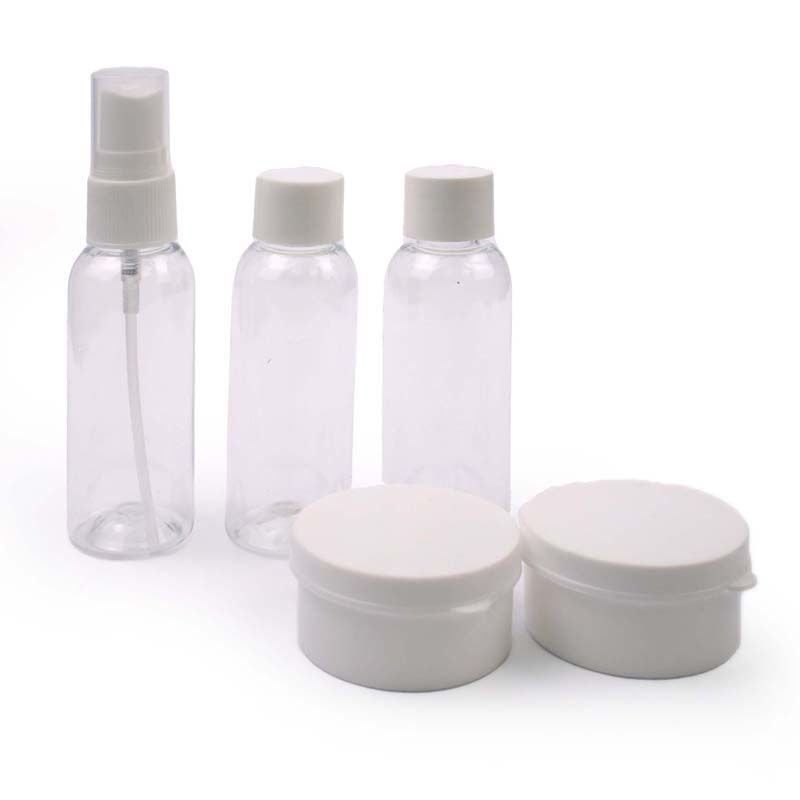 5 Pack Plastic Empty Refillable Travel Cosmetic Makeup & Spray Bottle