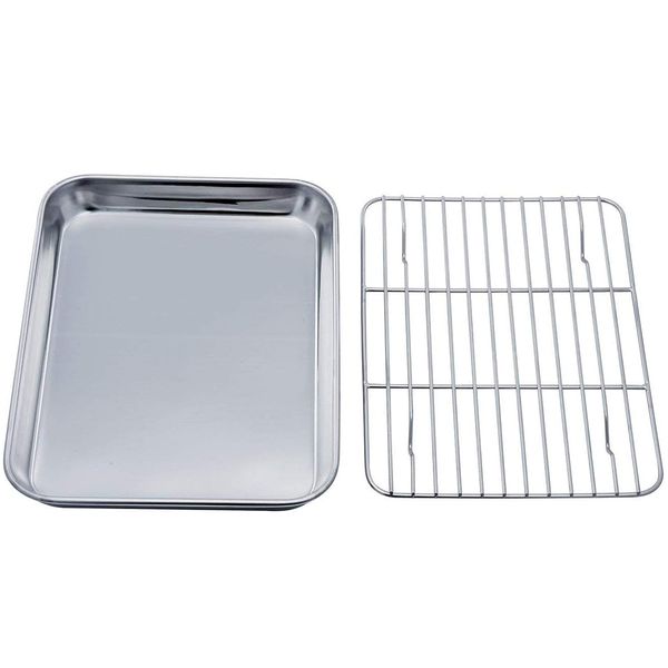P&amp;P CHEF Stainless Steel Baking Tray with Rack, Roasting Pan &amp; Rack Set