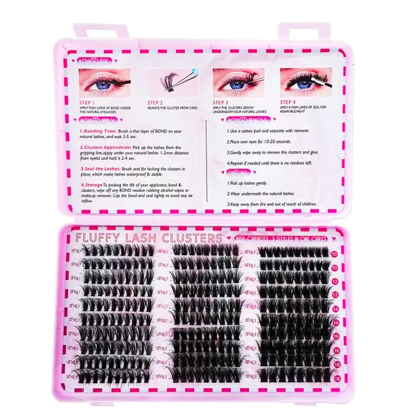 Lash Clusters Kit, Eyelash Extensions Kit Individual Lashes (40D+60D+80D)